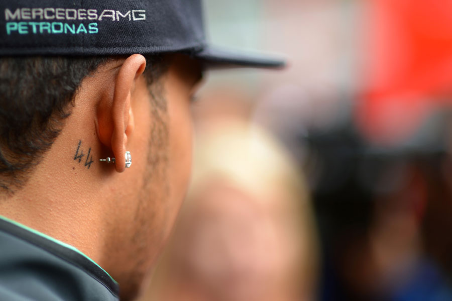 Lewis Hamilton displays his #44 tattoo | Belgian Grand Prix photos |  